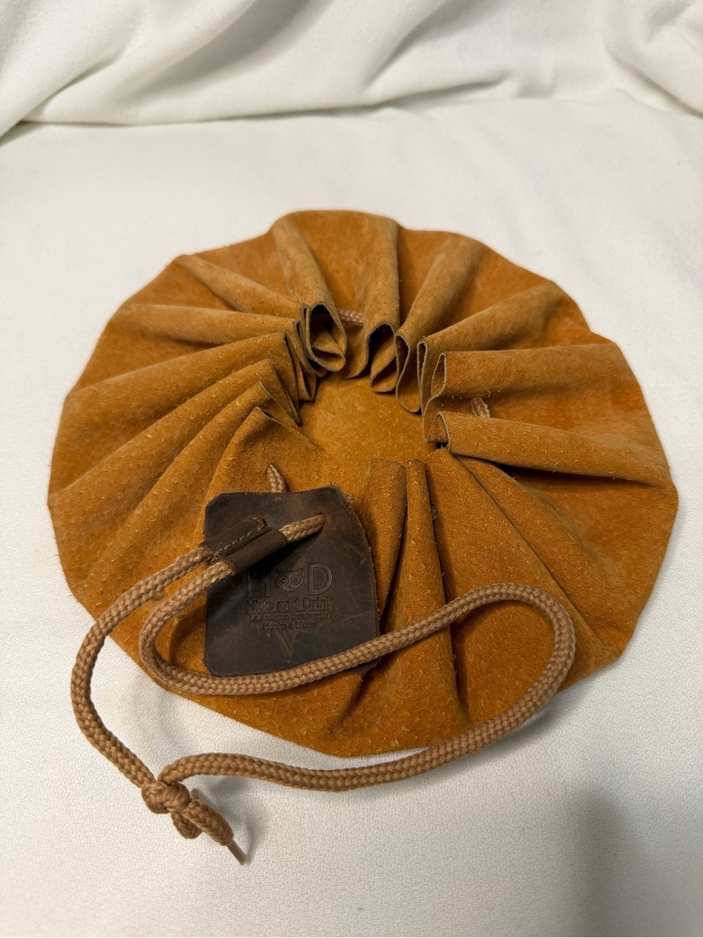 Hide & Drink Leather Drawstring Tinder Pouch XL Suede Coin Dice Bag